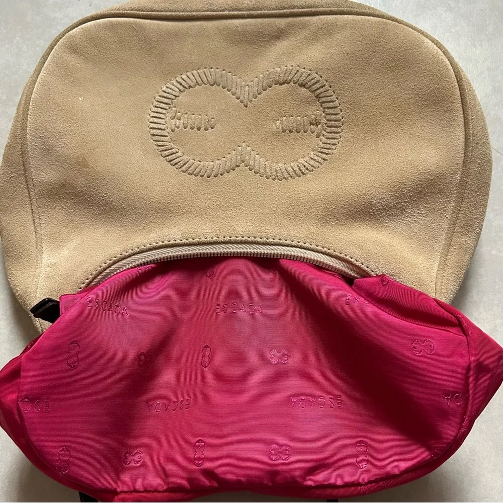 Escada Leather Trim Suede Shoulder Bag - Picture 14 of 15